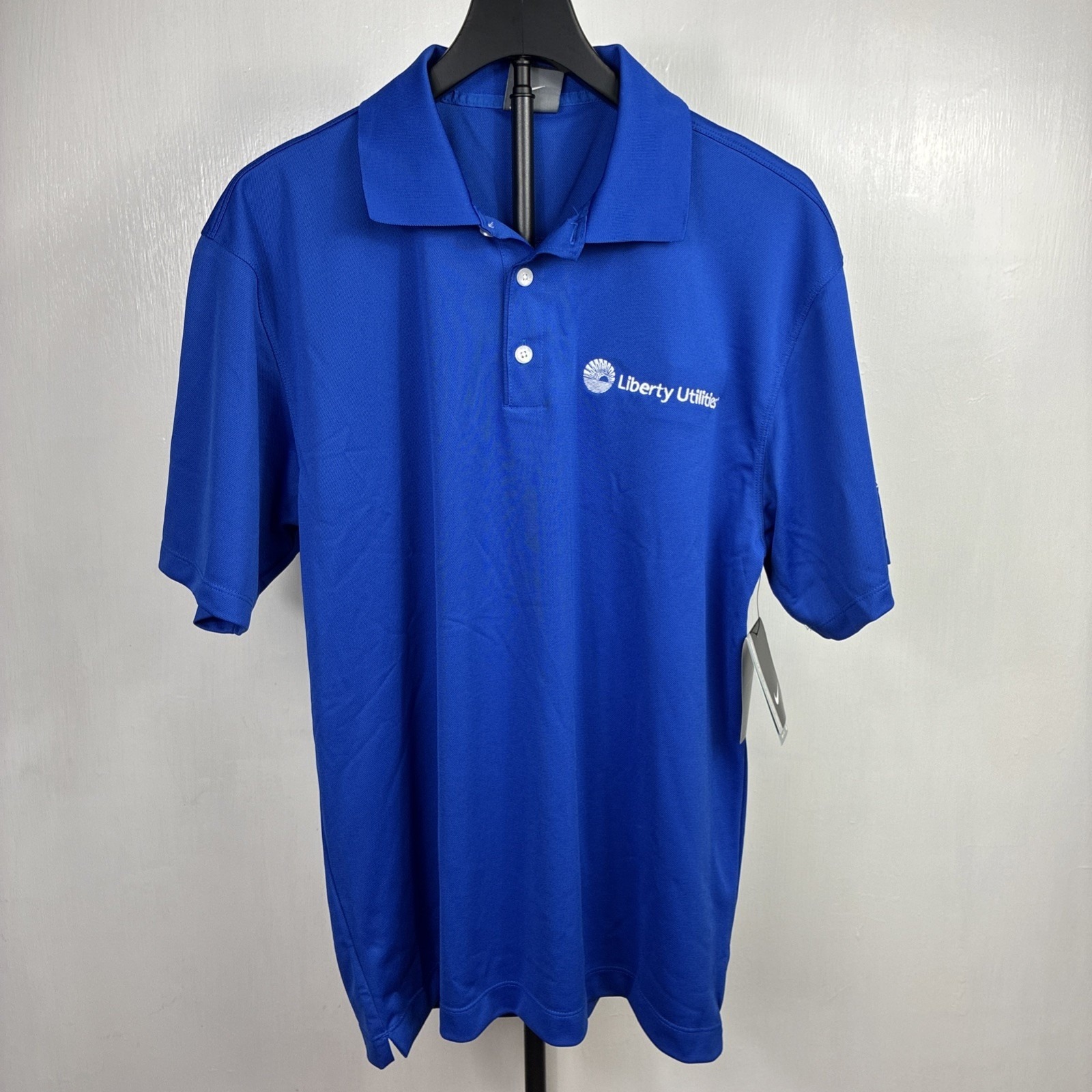 Nike Golf Dri-Fit Men M Royal Blue Liberty Utilities Polo Shirt Short Sleeve Nwt